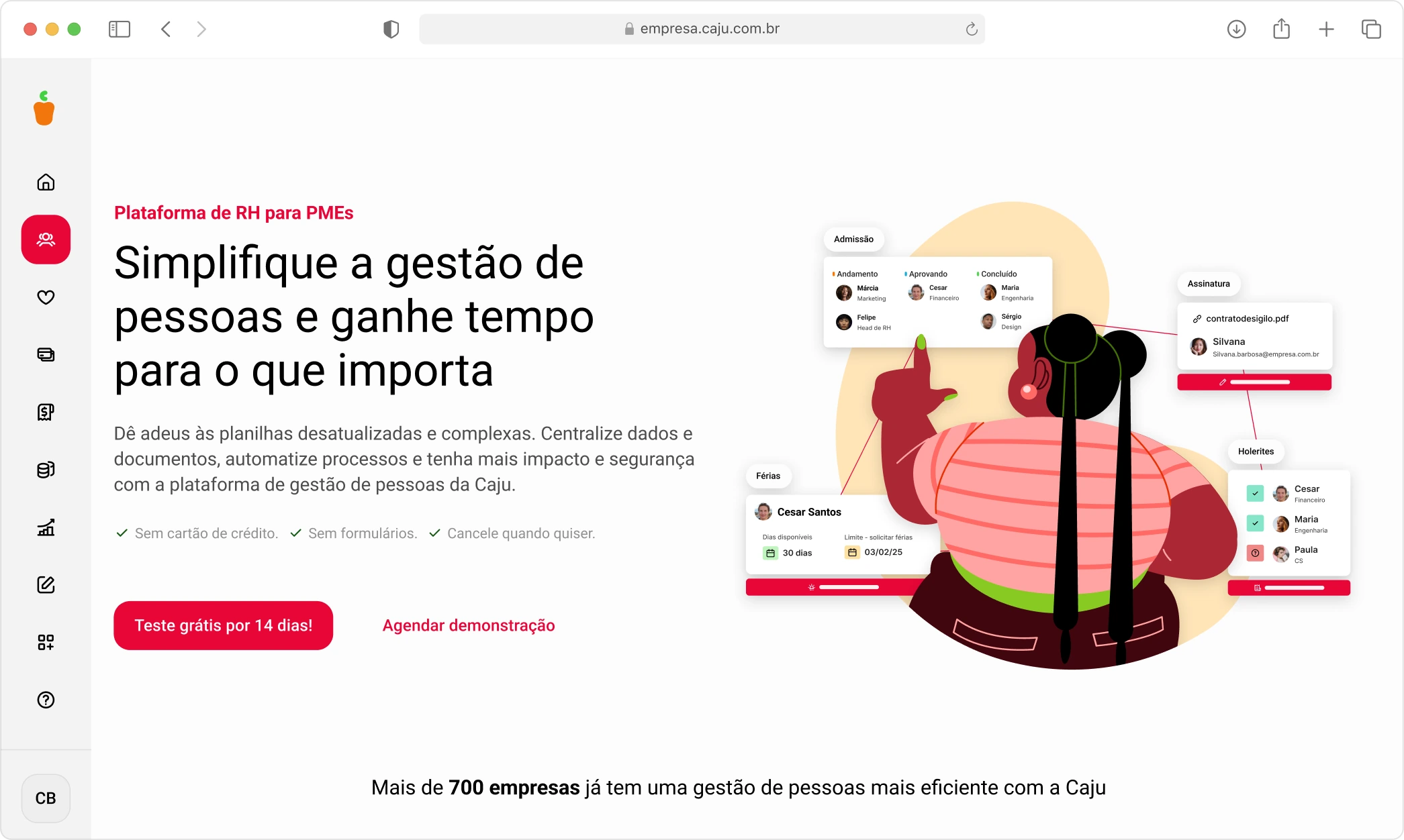 Nova landing page da Caju — desktop